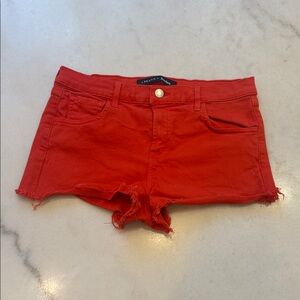 J Brand Vibrant Red Jean Shorts with raw hem